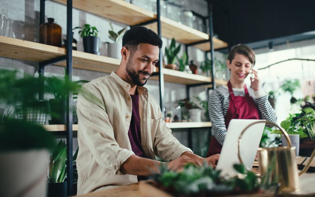 Business owner working